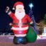 12 Foot Giant Christmas Inflatables Inflatable Santa Claus with Gift Bag With LED Light for Christmas Yard Decoration Indoor Outdoor Yard Lawn Xmas Party Decoration Cute Fun Xmas Holiday Party Blow Up