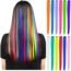 12 Pcs Colored Party Highlights Colorful Clip in Hair Extensions 22 inch Straight Synthetic Hairpieces for Women Kids Girls (A Rainbow)
