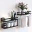 2+1 Tier Wall Mounted Floating Shelves Set of 2, Rustic Wood Wall Shelf with Metal Frame, Extra Storage Rack for Bathroom, Kitchen, Bedroom with Tissue Rack & Towel Bar - Black
