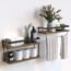 2+1 Tier Wall Mounted Floating Shelves Set of 2, Rustic Wood Wall Shelf with Metal Frame, Extra Storage Rack for Bathroom, Kitchen, Bedroom with Tissue Rack & Towel Bar - Black