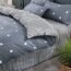 3 Pieces Duvet Cover Set Blue Gray with White Triangles - Ultra Soft and Easy Care Design Summer Bedding Duvet Cover Queen Size 90x90+ 2 Pillow Shams- 800 TC with Zipper Closure 4 Corner Ties
