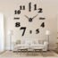 3D DIY Mirror Surface Wall Clocks Modern Design Living Room Decorative Wall Watches (Black)