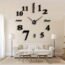 3D DIY Mirror Surface Wall Clocks Modern Design Living Room Decorative Wall Watches (Black)