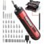 4V Cordless Electric Screwdriver Kit, USB Rechargeable Lithium ion Battery, LED Work Light, 32 pieces Screwdriver Bits, 8 Sockets, Flex Hex Shaft, Bit Holders and Storage box, Populo Power Screwdriver