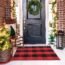 Buffalo Plaid Outdoor Rug Doormat 24'' x 35'', KIMODE Blue/White Checkered Farmhouse Cotton Woven Indoor Outdoor Rugs, Washable Porch Door Mats for Front Layered Kitchen Bathroom Laundry Room