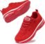 Women Air Athletic Running Shoes - Air Cushion Shoes for Womens Mesh Sneakers Fashion Tennis Breathable Walking Gym Work Shoes Red Size 8