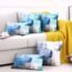 Alricc Set of 2 Turquoise and Grey Art Artwork Contemporary Decorative Gray Home Decorative Throw Pillow Covers Cushion Covers for Bedroom Sofa Living Room 18X18 Inches