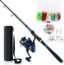 AlwaysGO Fishing Rod and Reel Combos with Fishing Line, Lures Kit and Carrier Bag for Saltwater Freshwater, Carbon Fiber Telescopic Pole for Father Husband or Beginner (Ambidextrous, 2.10)