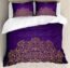 Ambesonne Mandala Duvet Cover Set, Medallion Design Floral Patterns and Leaves Boho Hippie Style Prints, Decorative 3 Piece Bedding Set with 2 Pillow Shams, King Size, Turquoise Purple