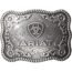 Ariat Men's Scalloped Rectangular Filigree Buckle Belt, Silver, One Size