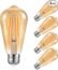 Ascher Vintage LED Edison Bulbs 60 Watt Equivalent,Eye Protection Led Bulb with 95+ CRI, Non-Dimmable, Warm White 2700K,ST58 Antique LED Filament Bulbs, E26 Medium Base, Pack of 4