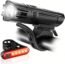Ascher Ultra Bright USB Rechargeable Bike Light Set, Powerful Bicycle Front Headlight and Back Taillight, 4 Light Modes, Easy to Install for Men Women Kids Road Mountain Cycling