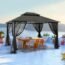 ASTEROUTDOOR Outdoor Aluminum Hardtop Gazebo for Patios, Insulated Panel Shade and Rain Metal Frame with Netting and Curtains, 10x10,Double roof