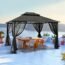 ASTEROUTDOOR Outdoor Aluminum Hardtop Gazebo for Patios, Insulated Panel Shade and Rain Metal Frame with Netting and Curtains, 10x10,Double roof