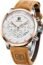 BENYAR Quartz Chronograph Waterproof Watches Business and Sport Design Leather Band Strap Wrist Watch for Men (Brown Gold White)