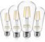 Ascher Vintage LED Edison Bulbs 60 Watt Equivalent,Eye Protection Led Bulb with 95+ CRI, Non-Dimmable, Warm White 2700K,ST58 Antique LED Filament Bulbs, E26 Medium Base, Pack of 4