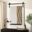 Clavie Farmhouse Wall Mirror Rustic Horizontal Wood Framed Bathroom Mirror, Barn Door Style Decorative Mirrors, 22