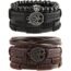 HZMAN Authentic Wide Genuine Leather Casual Mens Brown Cuff Bangle Bracelet