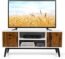 Natural TV Stand Home Entertainment Media Console Center with 2 Sliding Doors 2 Storage Compartments with 3 Position Adjustable Shelf Wide Tabletop Accommodates Flat Screen TVs Up to 55