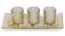 Dawhud Direct Decorative Votive Candle Holders, Vintage Decor Flameless Natural Candlescape Set, 3 LED Tea Light Candles, Rocks and Tray (Natural Earth Tones)