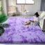 DweIke Super Soft Shaggy Rugs Fluffy Carpets, Tie-Dye Rugs for Living Room Bedroom Girls Kids Room Nursery Home Decor,Non-Slip Machine Washable Carpet ,3x5 Feet Purple