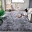 DweIke Super Soft Shaggy Rugs Fluffy Carpets, Tie-Dye Rugs for Living Room Bedroom Girls Kids Room Nursery Home Decor,Non-Slip Machine Washable Carpet ,3x5 Feet Purple