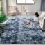 DweIke Super Soft Shaggy Rugs Fluffy Carpets, Tie-Dye Rugs for Living Room Bedroom Girls Kids Room Nursery Home Decor,Non-Slip Machine Washable Carpet ,3x5 Feet Purple
