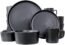 Elama Luxmatte Contemporary Dinnerware Set, 20 Piece, Dark Grey