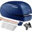 Electric Stapler Desktop, Automatic Stapler for Desk, Heavy Duty Electric Stapler Desktop, 25 Capacity, AC or Battery Stapler with Reload Reminder, Blue