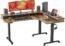 FEZIBO Triple Motor L-Shaped Electric Standing Desk, 63 Inches Height Adjustable Stand up Corner Desk, Sit Stand Workstation with Splice Board, White Frame/White Top