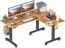 FEZIBO Triple Motor L-Shaped Electric Standing Desk, 63 Inches Height Adjustable Stand up Corner Desk, Sit Stand Workstation with Splice Board, White Frame/White Top
