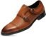 FRASOICUS Men ’s Dress Shoes Genuine Leather Single Monk Strap Slip-On Shoes for Formal Occasions 11.5 Brown