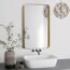 PAIHOME Upgrade Gold Bathroom Mirror, 24x36 Inch Stainless Steel Frame Vanity Mirror, Rounded Corner Rectangle Modern Mirror, Vertical Or Horizontal Hanging Mirrors for Wall Decor, Living Room
