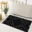 HAOCOO Boho Bathroom Runner Rug 2’ X 5.3’ , Black Geometric Washable Woven Cotton Diamond Area Rug , Chic Moroccan Tribal Tassel Kitchen Rug ,Throw Floor Mat Carpet Decorative for Living Room Bedroom