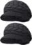 YSense Wear 2 Pack Women Winter Warm Knit Hat Slouchy Beanie Cap with Visor, A-Black&Wine red