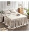 Home Bedding Bedspread Set Quilt - Farmhouse Bedspread Summer Coverlet Bed Spreads , Lightweight Bed Quilt Chic Vintage Bedding Ruffle Skirt Bedspreads Bedroom Rustic with 2 Pillow Shams (King Wheat)