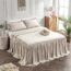 Home Bedding Bedspread Set Quilt - Farmhouse Bedspread Summer Coverlet Bed Spreads , Lightweight Bed Quilt Chic Vintage Bedding Ruffle Skirt Bedspreads Bedroom Rustic with 2 Pillow Shams (King Wheat)