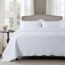 HoneiLife Oversized Bedspread Quilt Sets - 3 Piece California King Quilt Embroidered Microfiber Bedspreads Reversible Coverlet Lightweight Bed Cover Paisley Pattern Bedding Set All Season Quilts-Beige