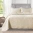 HoneiLife Oversized Bedspread Quilt Sets - 3 Piece California King Quilt Embroidered Microfiber Bedspreads Reversible Coverlet Lightweight Bed Cover Paisley Pattern Bedding Set All Season Quilts-Beige