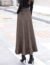 IDEALSANXUN Long Wool Skirts for Womens Fall Winter High Waist Vintage Pleated Skirts(Coffee, S)