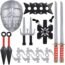 JOYIN 17 Pcs Ninja Accessories Toy Set Kids Pretend Role Play Toy with Masks, Ninja Sword and Sheath, Plastic Ninja Knife, Sai Daggers and Throwing Stars for Halloween Party Favor and Game