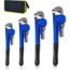 KOTTO 4 Pack Set Heavy Duty Pipe Wrench Set Heat Treated Adjustable 8, 10, 12, 14 Inches Soft Grip Plumbing Wrench Set with Storage Bag (Blue)