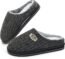 KuaiLu Black Mens Slippers Orthopedic Memory Foam Slippers for Men Fashion Casual Wool-blend Stripe Knitted with Warm Sherpa Plush Lining Winter Men's Mule Scuff Non-slip Indoor Slippers Pantuflas para Hombres