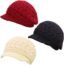 YSense Wear 2 Pack Women Winter Warm Knit Hat Slouchy Beanie Cap with Visor, A-Black&Wine red