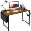 LUFEIYA Small Computer Desk Study Table for Small Spaces Home Office 39 40 Inch Rustic Student Writing Des with Storage Bag,Brown