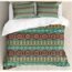 Lunarable Aztec Duvet Cover Set, Colorful Geometric Shapes on Teal Backdrop Cheerful Design Culture, Decorative 3 Piece Bedding Set with 2 Pillow Shams, King Size, Teal Burgundy