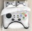 Lunarable Gamer Duvet Cover Set, Old School Colorful Videogame Controller with Minimalist Style D-Pad and Triggers, Decorative 3 Piece Bedding Set with 2 Pillow Shams, Queen Size, Dark Coral