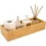 BOZUR Natural Bamboo Vanity Tray for Bathroom, Counter and Toilet - Slip-Resistant Bathroom Decor Box - Wooden Toilet Paper Basket - Guest Bathroom Essentials - 15'' x 6'' x 3''