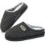 KuaiLu Black Mens Slippers Orthopedic Memory Foam Slippers for Men Fashion Casual Wool-blend Stripe Knitted with Warm Sherpa Plush Lining Winter Men's Mule Scuff Non-slip Indoor Slippers Pantuflas para Hombres