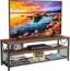 Tajsoon Classic TV Console, 3-Tier TV Cabinet, Floating TV Table, TV Up, Entertainment Center Media Stand, TV Stand with Storage Shelves for Living Room/Bedroom, Rustic Brown & Black
